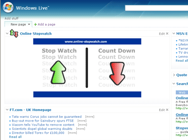 live stopwatch gadget