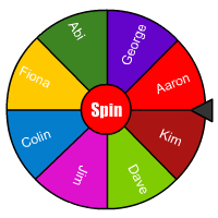 Spin names. Name Picker. Picker Wheel. Team Picker Wheel. Spin the Wheel Random Picker.