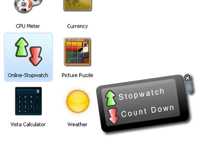 vista sidebar stopwatch countdown